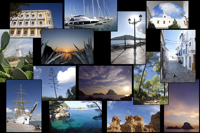 Landschaft Ibiza Altstadt Hafen Buchten Sonnenuntergang